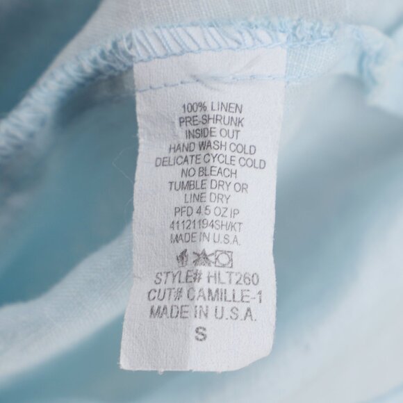 CAMILLE & CO. 100% Linen Relaxed Fit Tunic Top Button Detail Light Blue Size S - Picture 7 of 7